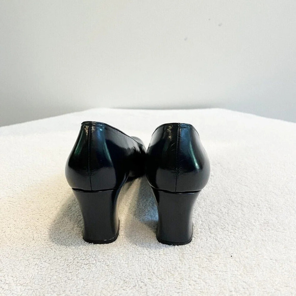 STUART WEITZMAN Womens Black Pumps 6.5 S SPAIN Square Toe Heels Leather Classic - Picture 3 of 10